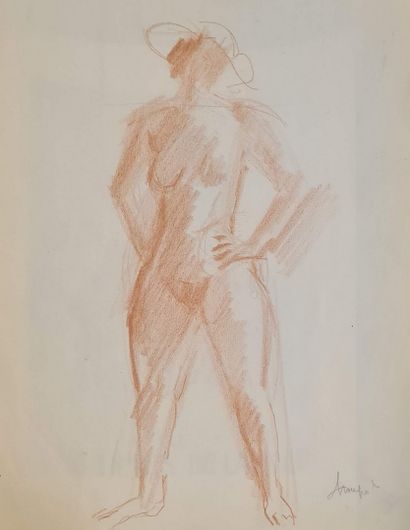 null LOUPOT André, 1869-1943,

Two Nudes - Landscape,

two drawings, one in red chalk,...