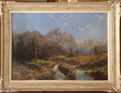 null GODCHAUX, XIXe siècle-XXe siècle,

Torrent en montagne,

huile sur toile (restaurations...