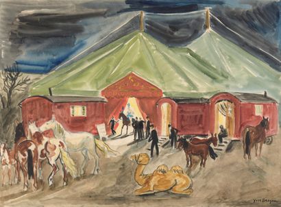 null BRAYER Yves, 1907-1990

The circus with red trailers at night, 1946

gouache...