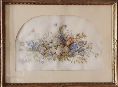null PIOT Jeanne, XXe siècle,

Composition florale,

aquarelle et rehauts de gouache...