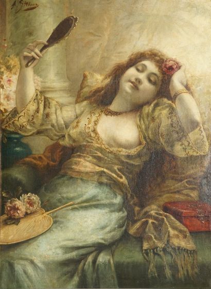 null STEVENS Agapit, 1849-1917

Beauté au miroir

huile sur toile (vernis encrassé,...