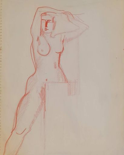 null LOUPOT André, 1869-1943,

Two Nudes - Landscape,

two drawings, one in red chalk,...