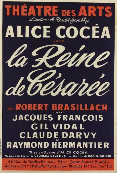 null Poster of the show Théatre des arts la Reine de Césarée with Jacques Francois...
