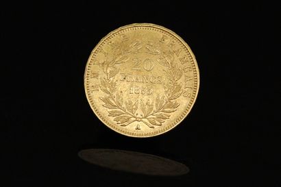 Gold coin of 20 Francs Napoleon III bare...