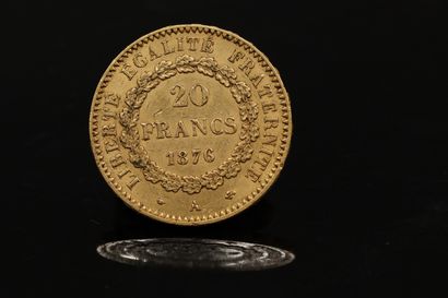 null Gold coin of 20 Francs with angel (1876)

Weight : 6.4 g.