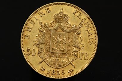 null Gold coin of 50 francs Napoleon III bare head (1859 BB) 

TTB to SUP. 

Weight...