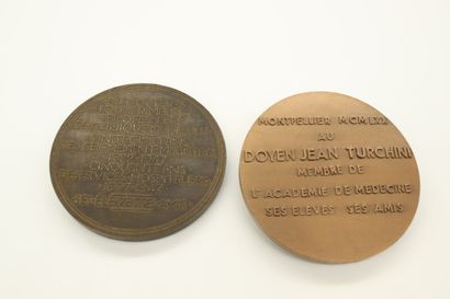 null Deux médailles de table en bronze

Avers : profil gauche de Jean Turchini, sbd...