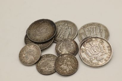 null Lot de pièces en argent comprenant : 

5 Francs Hercule, IInde République, 1849,...