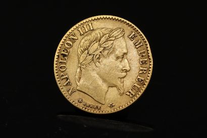 Gold coin of 10 francs Napoleon III head...