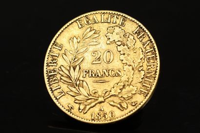 null Gold coin of 20 Francs (1850)

Weight :6.39 g.