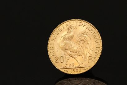 null Gold coin of 20 francs Coq (1907)

TTB to SUP. 

Weight : 6.45 g.