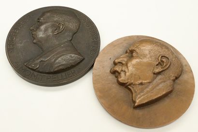 null Deux médailles de table en bronze

Avers : profil gauche de Jean Turchini, sbd...