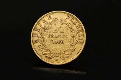 null Gold coin of 20 Francs Napoleon III (1860)

Weight :6.42 g.