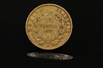 null 
Pièce en or de 20 Francs Napoléon III tête nue (1857)




Poids : 6.4 g.
