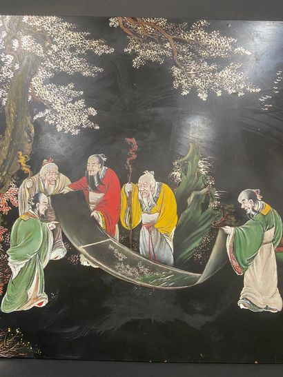 null Meeting of sages reading a scroll

Polychrome lacquer panel

China, 20th century

H....