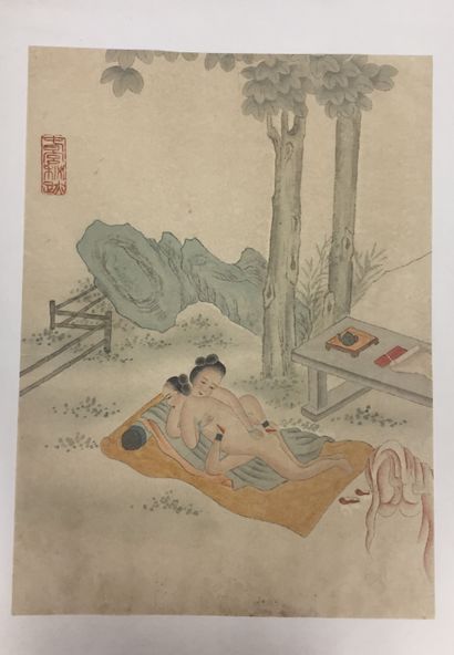 null CHINA, 20th century

Three erotic watercolors on paper.

(pasted on cardboard,...