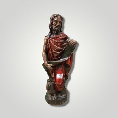 null Sculpture en ronde bosse en bois polychrome représentant Jésus.

Travail du...