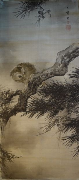 null JAPON, XXème siècle

Jeune hibou sur vieille branche, peinture à l'encre et...