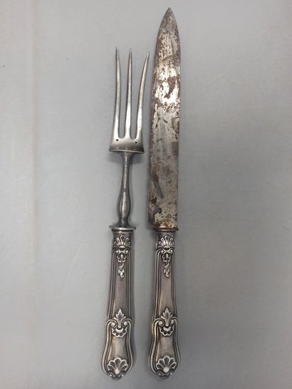 null Candy service including 4 pieces in filled silver and gilded metal, the spatulas...