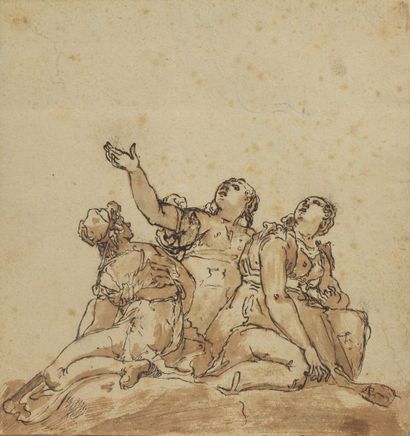ECOLE ITALIENNE du XVIIIe siècle 
Trois femmes...