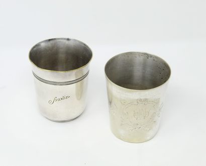 GALLIA 
Set of two silver metal timballes,...