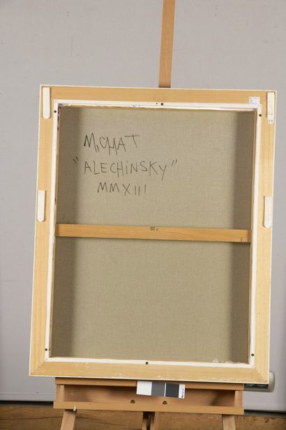  MR CHAT (né en 1977) 
Alechinsky, 2018 
Technique mixte et collage sur toile, 
Signée...