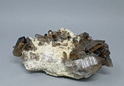 null Smoky quartz: prismatic crystals (up to 7 cm) on massive quartz (1986)

Argentiere...