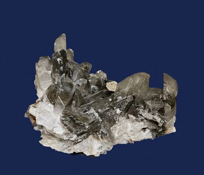null Gypsum, var. selenite. Two crystallizations: translucent elongated prisms with...