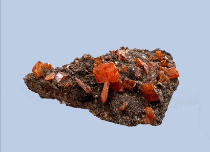 null Wulfenite: tablets on gangue (up to 12 x 8 x 2 mm), specific orange-red color

specific,...