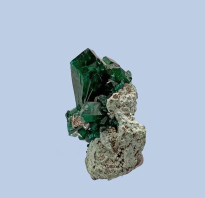null Dioptase : mono crystal (25 mm) brilliant on small gangue (early 1980's) 

Zaire...