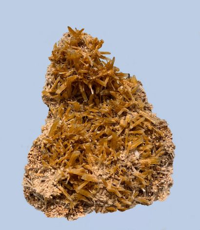 Gypsum: bed of elongated brown-orange crystals...