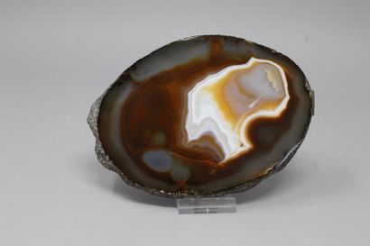 null Agate: brown, beige / yellow, light gray, polished face 

Probably Brazil (1978)...
