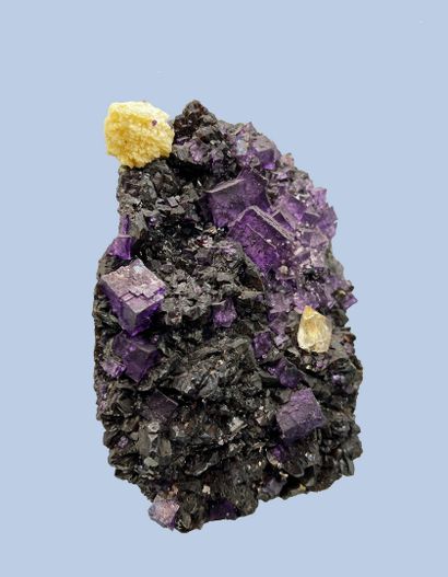 null Très belle fluorite violette avec calcite, celesto-baryte, blende. Fluorite:...