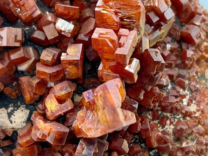 null Vanadinite: red crystals, cavernous forms up to 20 mm (1996)

Mibladen, Morocco...