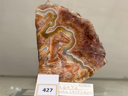 null Agate: polished reddish brown to light beige edge 

Probably from Aveyron (1993)...
