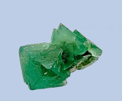 Green octahedral fluorite: translucent and...