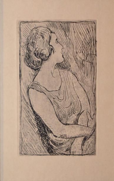 VALTAT LOUIS, 1859-1962 Femme de trois-quart Gavure en noir, non signée, 17x11,5 cm....