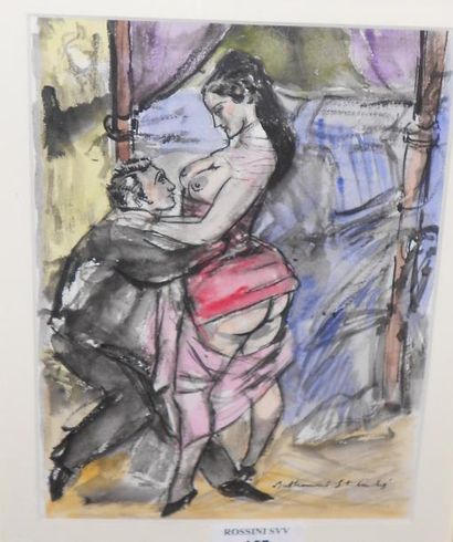 BERTHOMMÉ-SAINT-ANDRÉ LOUIS, 1905-1977 Couple Encre et aquarelle, signée en bas à...