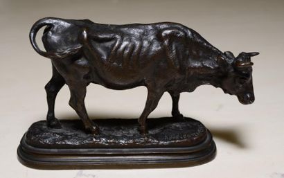 BONHEUR ROSA, 1822-1899 Vache bronze à patine brune, fonte d'édition moderne, sur...