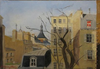 GILLET GUILLAUME, 1912-1987 Les toits de Paris, 1982 Huile sur toile, signée et datée...