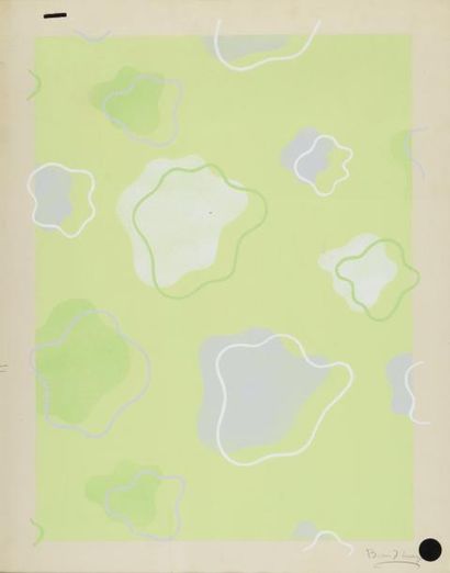 LACROIX BORIS J., 1902-1984 Sans titre fond vert gouache (traces de salissures),...