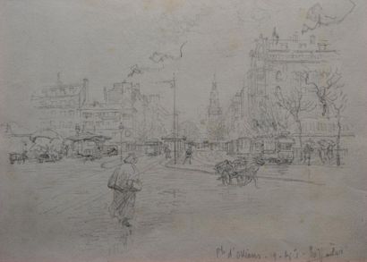 VEDER EUGÈNE, 1876-1976 « La Porte d’Orléans », 19 avril Crayon noir, signé, situé...