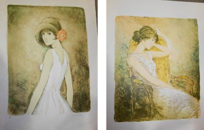 CHAROY BERNARD (NÉ EN 1931) Jeunes filles 2 lithographies dont une sur papier Japon,...