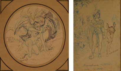 WILLETTE ADOLPHE, 1857-1926 Sujets divers 6 dessins (insolation et accidents), certains...