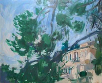 ZAWADO JEAN (1891-1982) Maison aux grand arbre Huile sur toile (manques), signée...