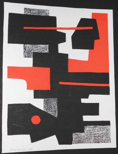 GUERRIER RAYMOND (1920-2002) Composition 1988 Lithographie, signée et datée en bas...