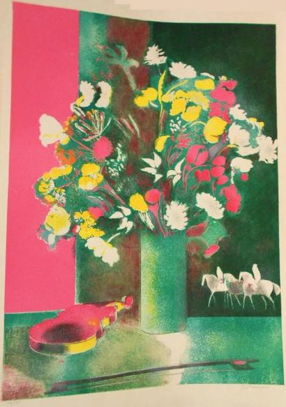 GUIRAMAND PAUL (1926-2007) Fleurs d'avril Lithographie sur papier Japon, signée en...
