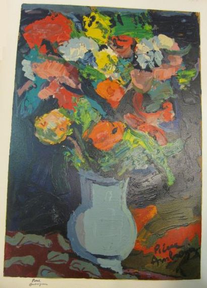 AMBROGIANI PIERRE (1907-1985) Bouquet Lithographie, cachet en bas à gauche, signée...