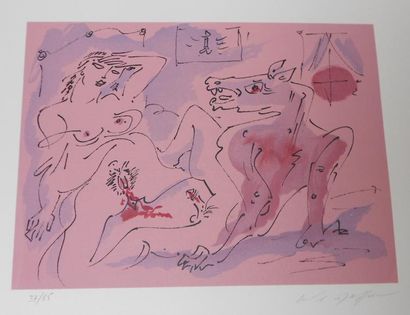 MASSON ANDRÉ (1896-1987) Femme et Cheval Lithographie en couleurs, signée en bas...