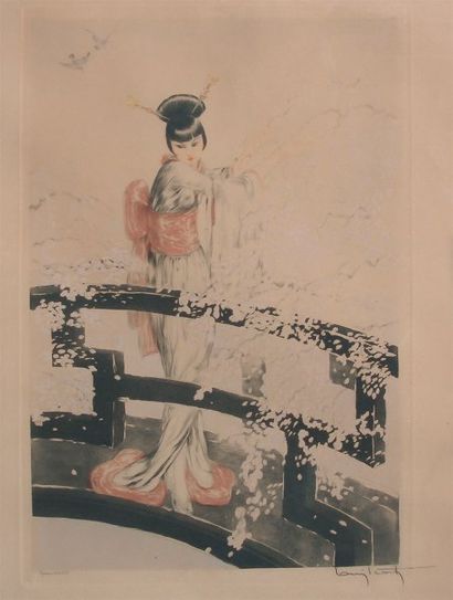 Louis ICART "Madame Butterfly " 1927. Schnessel et Carmel Fig. 139. 53,5 x 35,8 cm....